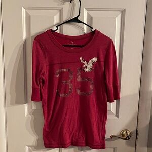 American Eagle Outfitters Red Kids Tee with Eagle Graphic